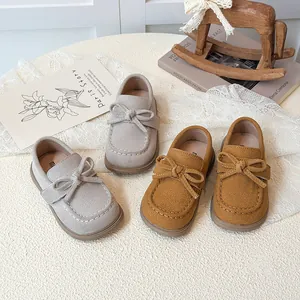 Kids Girls Bowknot Loafers Casual PU Leather Flat Shoes Soft Sole Slip-On Toddler Princess Shoes Spring Autumn