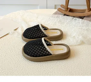 Close-up of girls hollow mesh clogs with beige trim and soft cushioned MMGZ BABY insoles