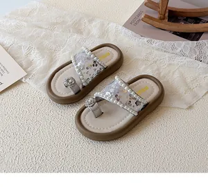 Détails des sandales de princesse pour filles avec paillettes, perles et strass brillants