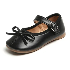 Chaussures Mary Jane noires pour filles avec nœud élégant et semelle antidérapante tendance