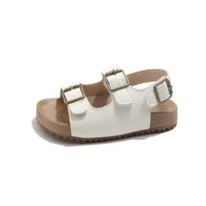 Sandales blanches pour enfants style Birkenstock avec trois boucles et semelle antidérapante
