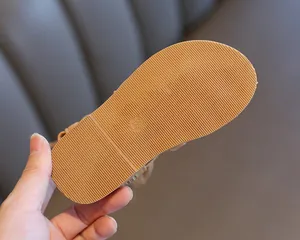 Detailed view of durable anti-slip rubber sole with size marking for girls sandals