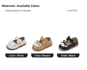 Trois couleurs de chaussures Mary Jane pour filles avec doubles nœuds et chats mignons