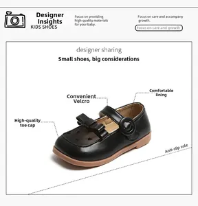 Detail of girls' black mesh sandals showing the non-slip rubber sole and velcro closure