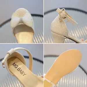 Scarpe bimba con strass perla fiocco in rete glitterata e ciondolo in metallo