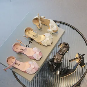 Scarpe da principessa per bambine con strass e fiocchi in tulle in oro rosa e nero