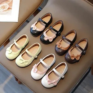Mädchen Mary Jane Schuhe Süße Schleife Wellenkante Weiche Sohle PU Leder Prinzessin Schuhe Für Kleinkinder Kinder Schule Casual Flache Halbschuhe