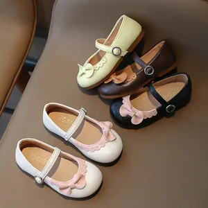 Mädchen Mary Jane Schuhe mit Schleifendekoration und Wellenkanten in vielen Farben