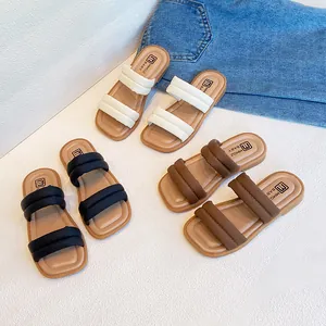 Girls Casual Double Strap Slides Puffy PU Leather Soft Sole Outdoor Slippers For Kids Toddler Fashion Summer Beach Shoes