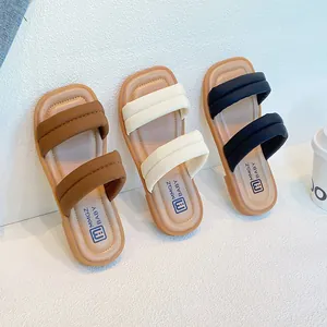 Summer kids fashion sandals with soft soles in brown, cream, and black colors