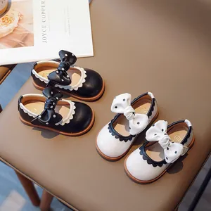 Mädchen Mary Jane Schuhe Punktemuster Schleife Wellenkante Prinzessin Flache Schuhe Für Party Hochzeit Aufführung Kleine Kleinkind Mädchen