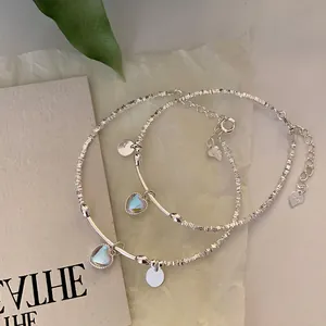 Pulsera de plata con colgante de corazón colorido y dijes de plata de ley S925