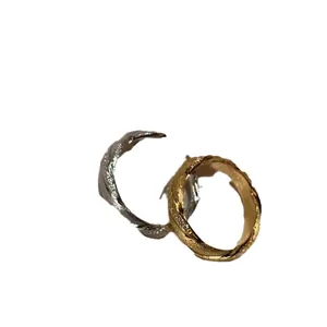 Textured twist rope rings in gold and silver finish with elegant minimalist design