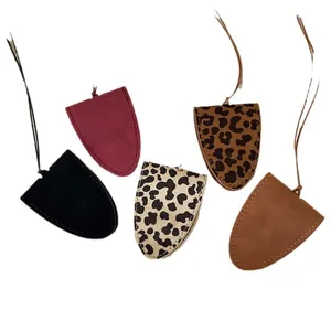 Magnetic leopard print leather sunglasses holder necklace in five assorted stylish patterns