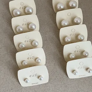 French vintage irregular pearl stud earrings with silver posts in multiple sizes