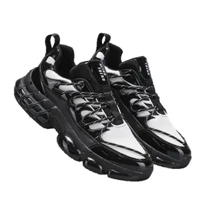 Men's large size retro sneakers with breathable mesh, thick soles, and air cushion accents