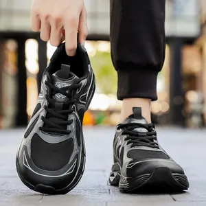 Chaussures de Sport Décontractées pour Hommes en Maille Respirante Patchwork Semelle Épaisse Légères Course Marche Fashion Outdoor Sneaker pour Hommes