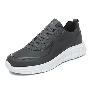 Men's grey oversized casual sports sneaker with thick white cushioned sole in high quality