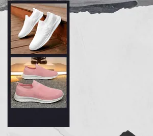 Detail van ademende mesh instapschoenen met flexibele buitenzolen en hiellussen om te lopen