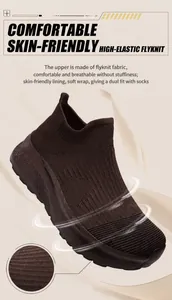 Detaillierte Makroansicht des atmungsaktiven Strickgewebes bei dunkelbraunen Socken-Sneakern