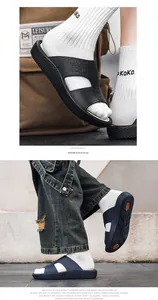 Détails des mules pour hommes avec relief crocodile et semelles épaisses antidérapantes noires
