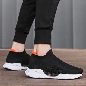 Atmungsaktive Herren-Strickschuhe zum Hineinschlüpfen mit gedämpfter weißer Sohle