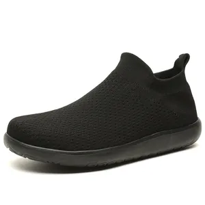 Chaussures de marche légères en maille noire avec semelles en caoutchouc souples