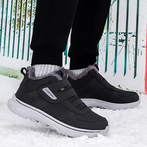 Botas de nieve de invierno para hombre y mujer con forro cálido y cierre de velcro