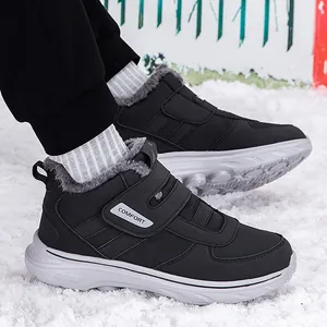 Botas de nieve para hombre con forro polar cálido y correas de velcro ajustables
