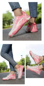 Chaussures d'eau roses respirantes avec lacets rapides et semelles en caoutchouc antidérapantes