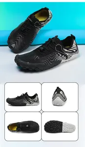 Detailed views of non-slip rubber soles and breathable wavy pattern on water shoes