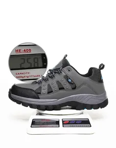 Detailed view of lightweight grey hiking shoe weighing 258g on a digital scale