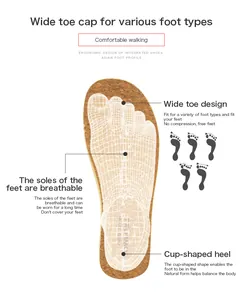 Detail des ergonomischen Kork-Fußbetts mit breiter Zehenbox und atmungsaktiver Struktur
