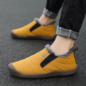 Bottes de Neige d'Hiver Imperméables pour Hommes Femmes Doublure en Peluche Chaude Chaussures en Coton Antidérapantes Bottines Casual Matelassées