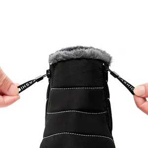 Wasserdichte schwarze Winterstiefel mit warmem Kunstfellfutter und Doppelreißverschluss