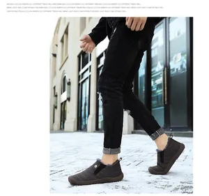 Waterproof winter slip-on boots with warm plush lining and durable anti-slip rubber sole