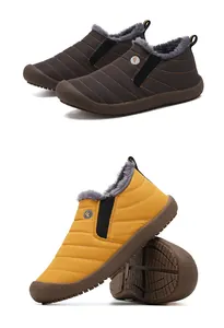 Detail of winter thermal slip-on boots featuring thick faux fur lining and anti-slip rubber sole