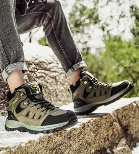 Detail of warm plush lining and rugged anti-slip rubber sole on hiking boots