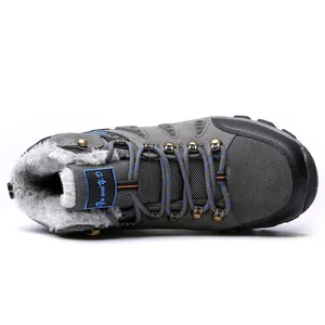 Winter outdoor warm snow boots for men and women with thick faux fur lining in dark grey