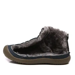 Unisex Waterproof Winter Snow Boots With Warm Fur Lining Outdoor Slip-On Padded Shoes For Men Women Non-Slip Wear-Resistant Cotton Boots