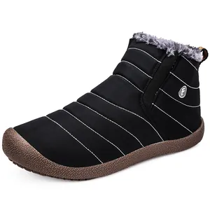Men's waterproof winter snow boots with warm faux fur lining and anti-slip rubber sole