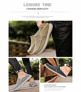 Detail of breathable canvas loafer with raw edges and slip-on elastic design