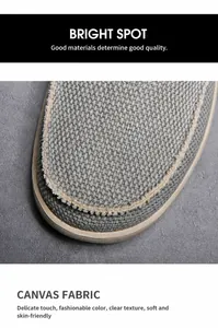 Macro shot of gray canvas fabric texture with retro frayed edges on casual loafers