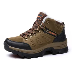 Waterproof outdoor hiking boots with warm fleece lining and non-slip rubber soles