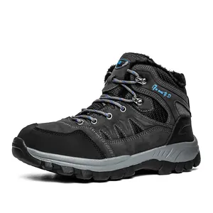Winter high-top hiking boots for men with warm fleece lining and non-slip rubber soles