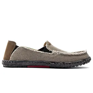 Herren Segeltuch-Loafer mit Herz-Gummisohle und Fransen-Details am Obermaterial
