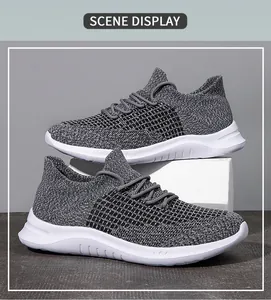 Detail showing breathable grey knitted mesh fabric and thick white anti-slip sole
