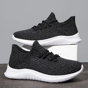 Men's Breathable Mesh Running Shoes Lightweight Soft Sole Flying Knit Casual Sneakers For Walking Jogging Athletic Footwear