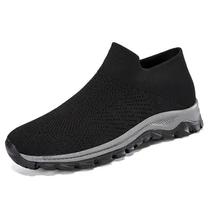 Chaussures de marche en maille respirante pour hommes avec tige en tricot léger et semelle souple