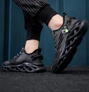 Chaussures de running pour hommes avec semelle à lame creuse et maille respirante noire